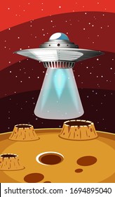 Background scene with UFO flying in the space illustration