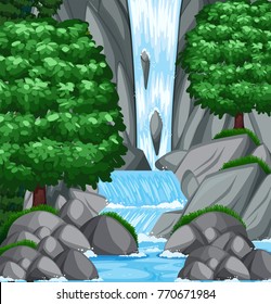 Background scene with water and stream illustration