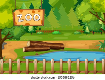 Background scene of zoo park illustration