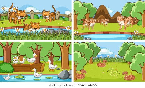 Background scenes of animals in the wild illustration