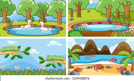 Background scenes of animals in the wild illustration