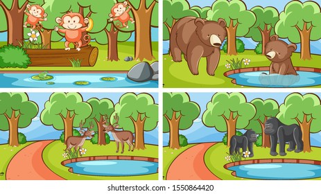 Background scenes of animals in the wild illustration