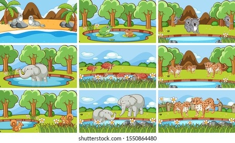 Background Scenes Animals Wild Illustration Stock Vector (Royalty Free ...