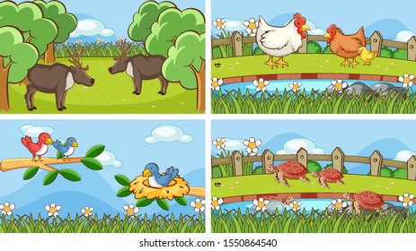 Background scenes of animals in the wild illustration