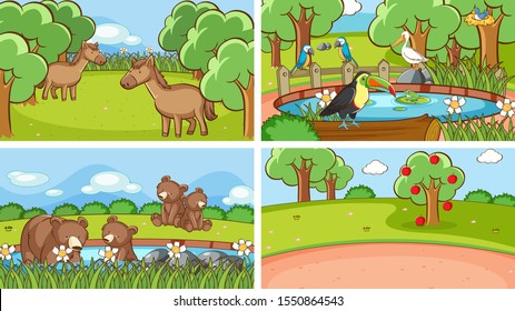 Background scenes of animals in the wild illustration - Shutterstock ID 1550864543