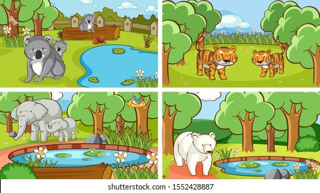 Background scenes of animals in the wild illustration