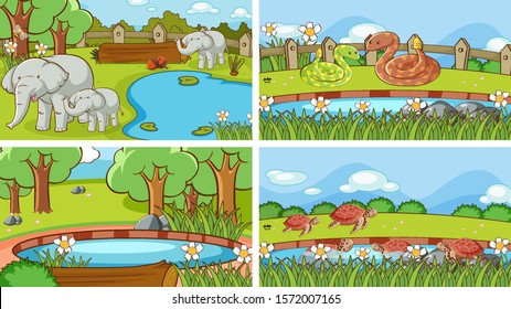 Background scenes of animals in the wild illustration