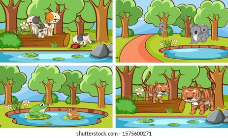 Background scenes of animals in the wild illustration