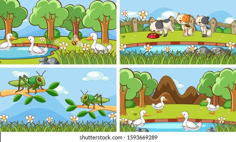 Background scenes of animals in the wild illustration