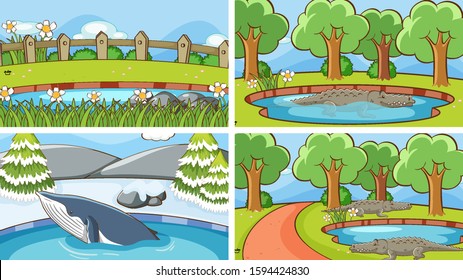 Background scenes of animals in the wild illustration