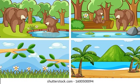 Background scenes of animals in the wild illustration