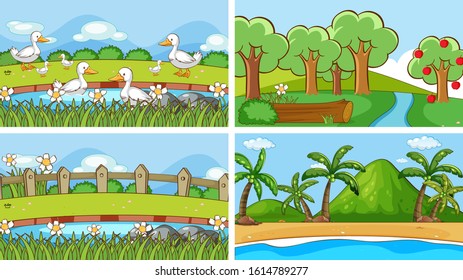 Background scenes of animals in the wild illustration