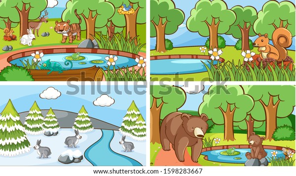 Background Scenes Animals Wild Illustration Stock Vector (Royalty Free ...