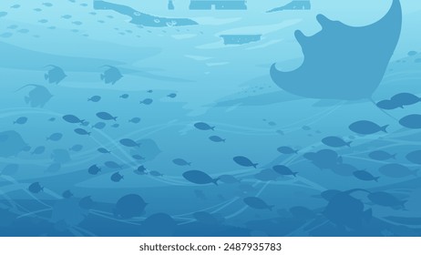 Background of a school of fish swimming in the ocean_16:9