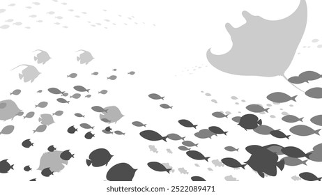 Background of a school of fish swimming in the ocean_Silhouette_16:9