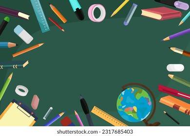 antecedentes, antecedentes escolares, tablero verde y papelería, suministros de oficina, universidad, aprendizaje, educación