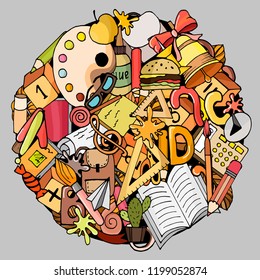 background with school supplies and stationery