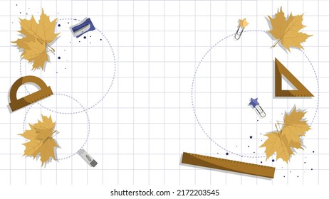 Background for school, school theme, inscription in a notebook, ink drawing, training, lessons, time to study, school doodles
