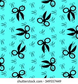 background scissors (barbershop) vector illustration EPS10.Blue color.