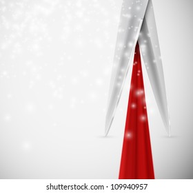 Background with the scissors cutting red tape. Eps 10