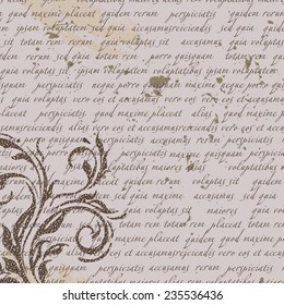 Background for scrapbooking with blotches, floral elements and text