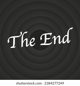 Background screen of the end of an old movie. The perfect black and white background screen. The background of the end of the movie screen. End of movie or video. Vintage style. Vector illustration