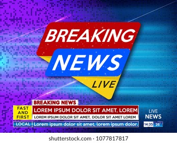 Background screen saver on breaking news. Breaking news live on dots  background. Vector illustration.