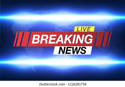 Background screen saver on breaking news. Breaking News Live on World Map Background. Vector Illustration.