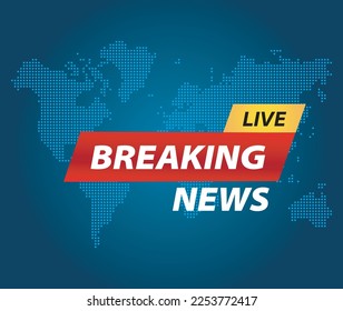  Background screen saver on breaking news. Breaking news live on world map background. Vector illustration.