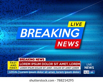 Background screen saver on breaking news. Breaking news live on blue technology background. Vector illustration.