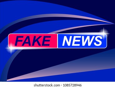 Background screen saver on fake news. Fake news on blue abstract background. Vector illustration.