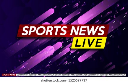 Background screen saver on sports  breaking news. Breaking sports news live on the modern pink background. Vector illustration.