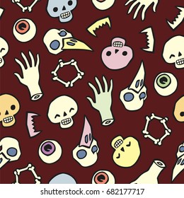 background with scull bones and eyes - Halloween stuff - Pattern for greeting cards, packing, cards, packets, flyers