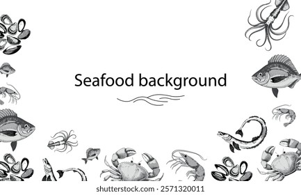 background with sea food for restaurant, menu. sea ​​food view