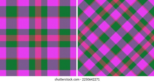Nahtlose Hintergrundkontrolle. Textiler Tartan-Gewebe. Plaid Vektormuster Textur in Set.