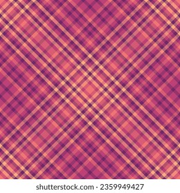 Background seamless check of texture tartan textile with a vector pattern fabric plaid in pink and magenta colors.