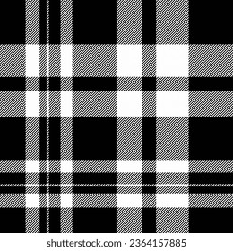 Comprobación transparente del fondo de la tela tartán de textura con tejido vectorial en colores blanco y negro.