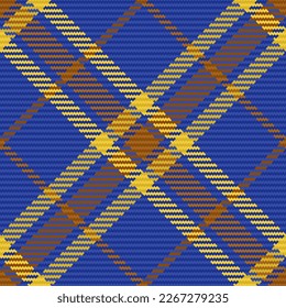 Background seamless check. Vector fabric tartan. Pattern texture textile plaid in yellow and blue colors.
