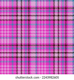 Background seamless check. Vector textile pattern. Tartan texture plaid fabric in dark and pink colors.