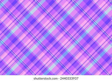 Background seamless check of vector texture plaid with a pattern textile tartan fabric in violet and purple colors.