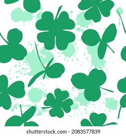 The background is seamless clover. Happy St. Patrick's Day. Vector illustration