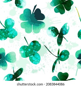 The background is seamless clover. Happy St. Patrick's Day. Vector illustration