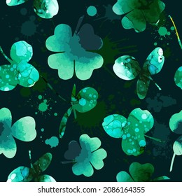 The background is seamless clover. Happy St. Patrick's Day. Vector illustration
