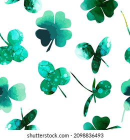 The background is seamless clover. Happy St. Patrick's Day. Vector illustration