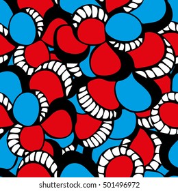 Background of seamless colored pattern with abstract sea shells. Cloth design. Wallpaper, wrapping