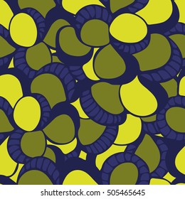 Background of seamless colored pattern with abstract sea shells. Cloth design. Wallpaper, wrapping
