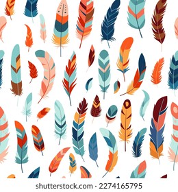 background seamless with colorful bird feathers, vector