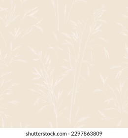 Hintergrund nahtlos mit trockenem Gras. Kräutermuster für Tapeten und Stoffe. Vertikale Ornamente. Gravur-Stil. Pastelltöne.