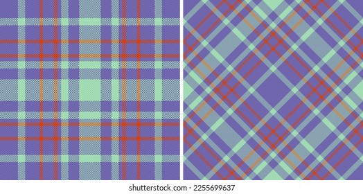 Background seamless fabric. Vector textile tartan. Plaid pattern check texture in set.