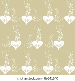 Background of seamless floral and heart pattern